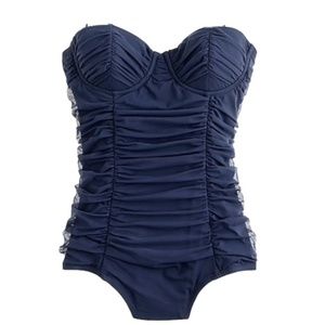 J Crew Tulle Swimsuit One Piece in Navy
